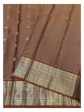 Handwoven Kanchipuram Silk Saree - Copper Brown with Dual-Tone Buttas