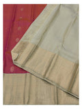Handwoven Kanchipuram Silk Saree - Coral Pink with Champagne Gold Zari Border