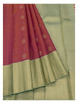 Handwoven Kanchipuram Silk Saree - Coral Pink with Champagne Gold Zari Border