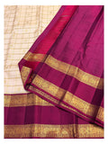 Handwoven Kanchipuram Silk Saree - Cream with Wine Border