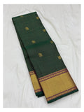 Handwoven Kanchipuram Silk Saree - Dark Green with Elephant Buttas and Magenta Pallu