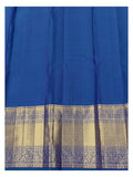 Handwoven Kanchipuram Silk Saree - Deep Blue with Gold-Toned Border