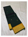 Handwoven Kanchipuram Silk Saree - Deep Green with Mustard Gold Contrast Pallu