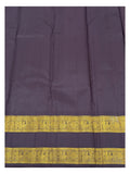 Handwoven Kanchipuram Silk Saree - Deep Plum with Gold-Toned Buttas, Peacock Border and Lattice Pallu