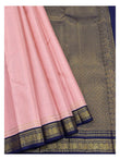 Handwoven Kanchipuram Silk Saree - Dusty Pink with Navy Blue Zari Border