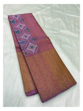 Handwoven Kanchipuram Silk Saree - Dusty Rose with Ikat Pallu