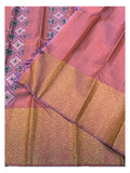 Handwoven Kanchipuram Silk Saree - Dusty Rose with Ikat Pallu