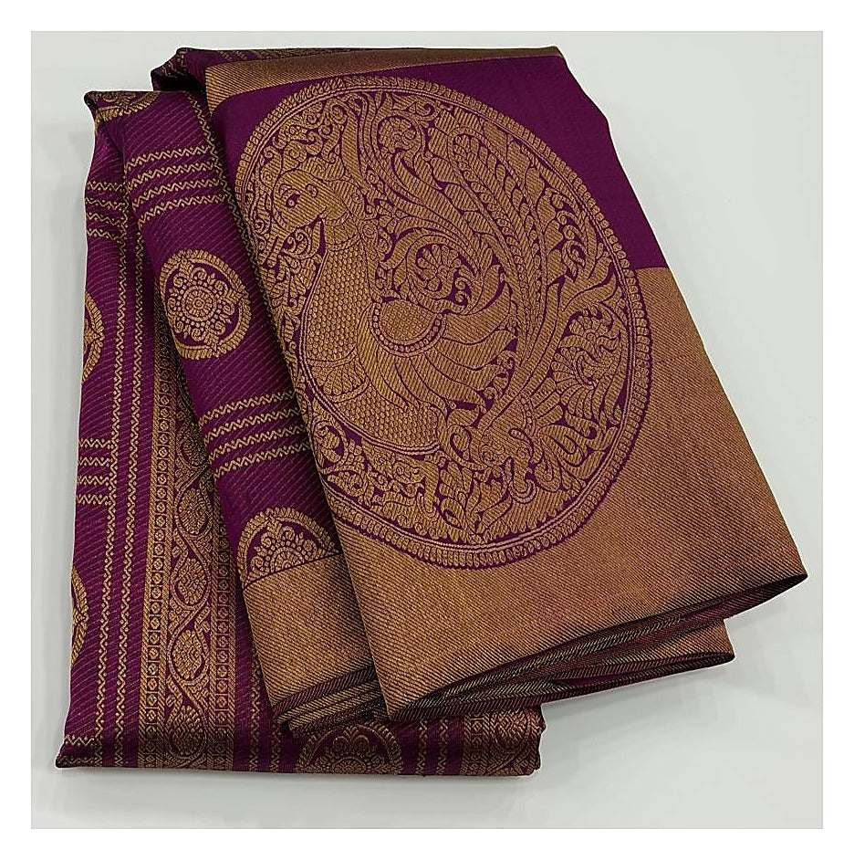 Handwoven Kanchipuram Silk Saree front view
