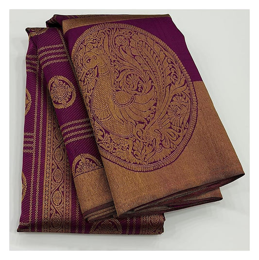Handwoven Kanchipuram Silk Saree front view