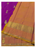 Handwoven Kanchipuram Silk Saree in Bright Magenta with Mustard-Gold Peacock Border