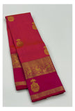 Handwoven Kanchipuram Silk Saree in Deep Pink with Elephant Border and Rich Woven Pallu