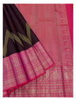 Handwoven Kanchipuram Silk Saree in Deep Plum with Magenta Zari Peacock Border