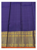 Handwoven Kanchipuram Silk Saree in Deep Purple with Elephant Zari Border