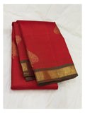 Handwoven Kanchipuram Silk Saree in Deep Red with Gold Floral Buttas