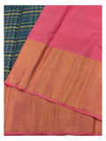 Handwoven Kanchipuram Silk Saree in Deep Teal with Rose Pink Zari Pallu