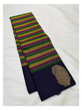 Handwoven Kanchipuram Silk Saree in Deep Violet with Multicolour Checks