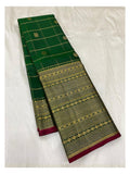 Handwoven Kanchipuram Silk Saree in Emerald Green with Gold-Toned Woven Border