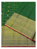 Handwoven Kanchipuram Silk Saree in Emerald Green with Gold-Toned Woven Border