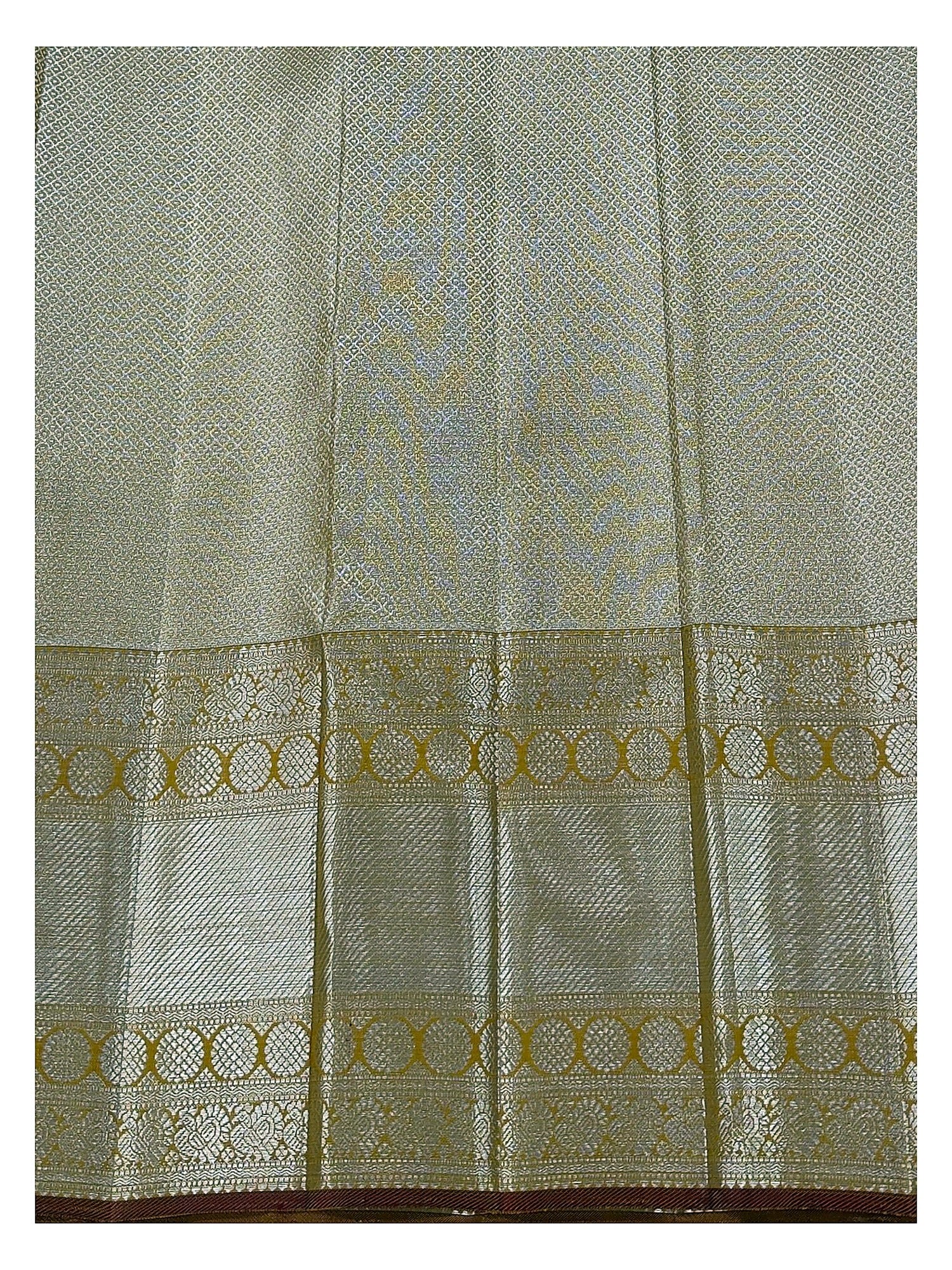 Handwoven Kanchipuram Silk Saree in Ivory with 2 Gram Gold Zari Border