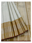 Handwoven Kanchipuram Silk Saree in Ivory with 2 Gram Gold Zari Border