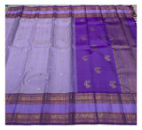 Handwoven Kanchipuram Silk Saree in Lavender with Deep Violet Pallu and Elephant Zari Border