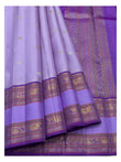 Handwoven Kanchipuram Silk Saree in Lavender with Deep Violet Pallu and Elephant Zari Border