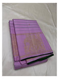 Handwoven Kanchipuram Silk Saree in Lavender with Green Contrast Pallu front view