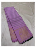 Handwoven Kanchipuram Silk Saree in Lavender with Green Contrast Pallu
