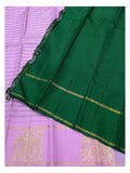 Handwoven Kanchipuram Silk Saree in Lavender with Green Contrast Pallu