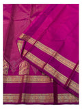 Handwoven Kanchipuram Silk Saree in Magenta Pink with Gold Zari Peacock Border
