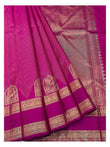 Handwoven Kanchipuram Silk Saree in Magenta Pink with Gold Zari Peacock Border