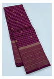 Handwoven Kanchipuram Silk Saree in Magenta with Gold Checks