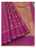 Handwoven Kanchipuram Silk Saree in Magenta with Gold Checks