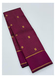 Handwoven Kanchipuram Silk Saree in Magenta with Gold Checks