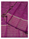 Handwoven Kanchipuram Silk Saree in Magenta with Gold Checks