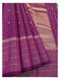 Handwoven Kanchipuram Silk Saree in Magenta with Gold Checks