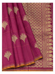 Handwoven Kanchipuram Silk Saree in Magenta with Gold Zari Border front view