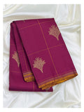 Handwoven Kanchipuram Silk Saree in Magenta with Gold Zari Border front view