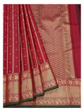 Handwoven Kanchipuram Silk Saree in Maroon with Contrast Green Pallu