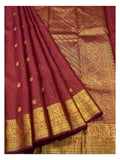 Handwoven Kanchipuram Silk Saree in Maroon with Rich Gold Zari Border