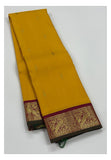 Handwoven Kanchipuram Silk Saree in Mustard with Magenta Zari Border