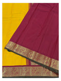 Handwoven Kanchipuram Silk Saree in Mustard with Magenta Zari Border