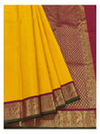 Handwoven Kanchipuram Silk Saree in Mustard with Magenta Zari Border
