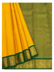 Handwoven Kanchipuram Silk Saree in Mustard Yellow with Emerald Green Zari Border
