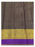 Handwoven Kanchipuram Silk Saree in Olive Green with Purple Contrast Border