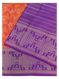 Handwoven Kanchipuram Silk Saree in Orange with Purple Border