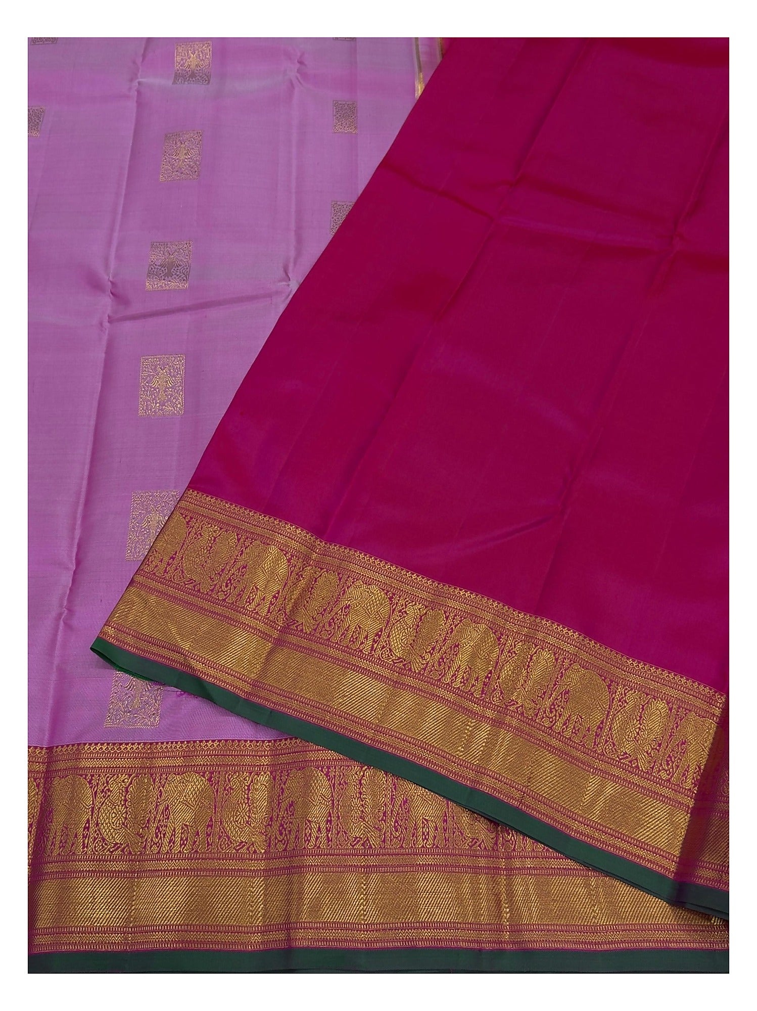 Handwoven Kanchipuram Silk Saree in Pink with Zari Border