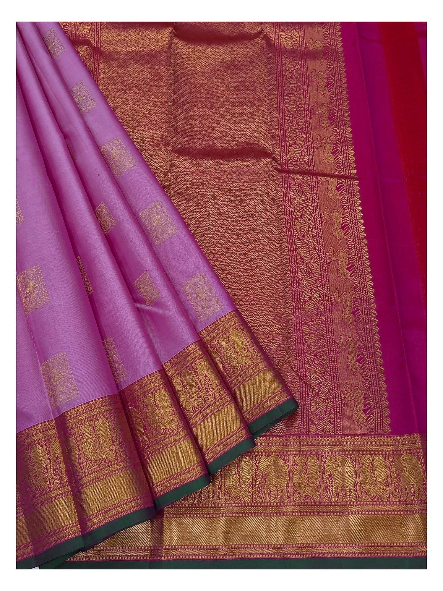 Handwoven Kanchipuram Silk Saree in Pink with Zari Border