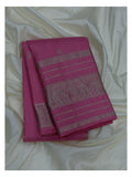 Handwoven Kanchipuram Silk Saree in Pink with Zari Buttas front view