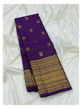Handwoven Kanchipuram Silk Saree in Purple with Rich Gold Border